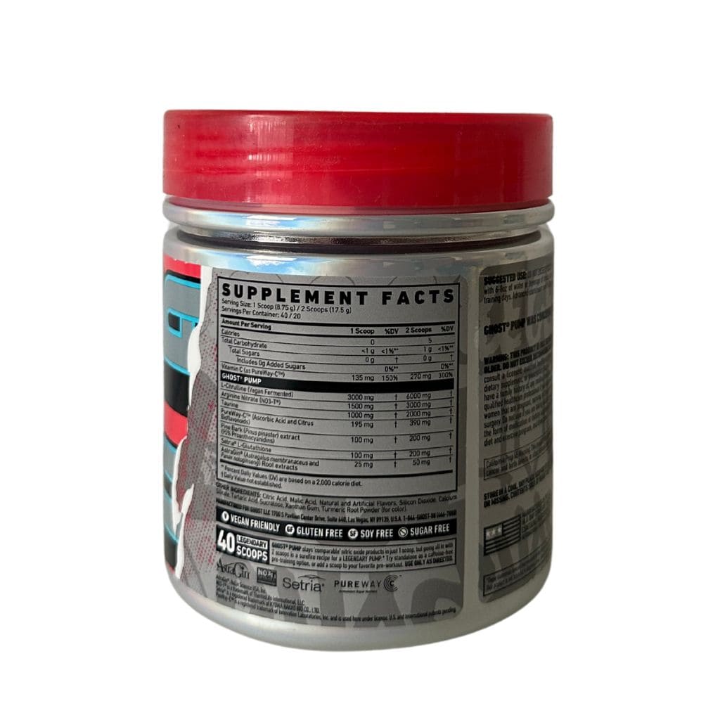 PRE ENTRENO GHOST PUMP NITRIC OXIDE 40 SERV