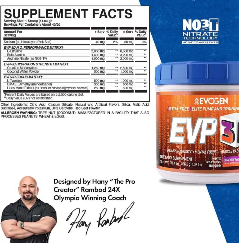 EVP 3D | Pre Entreno Sin Estimulantes (40/20 serv)