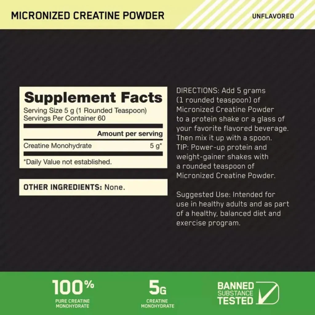 CREATINA OPTIMUM NUTRITION | Monohidratada Micronizada (300G)