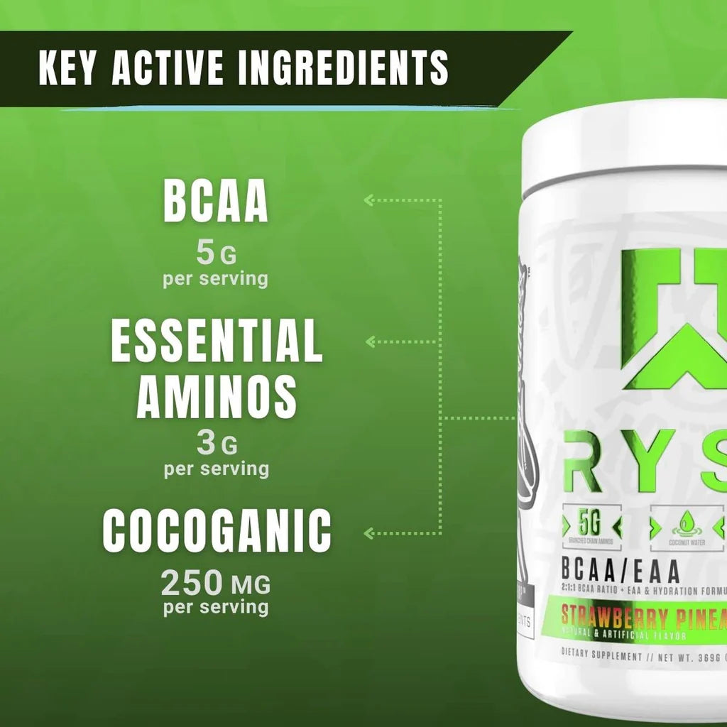 RYSE BCAA EAA | Aminoácidos esenciales + BCAA (30 serv)