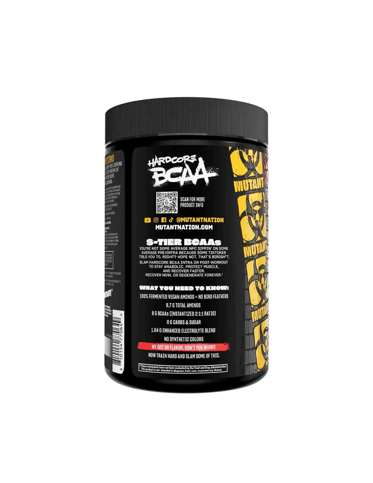 MUTANT HARDCORE BCAA | BCAA fermentados para recuperación (30 serv)