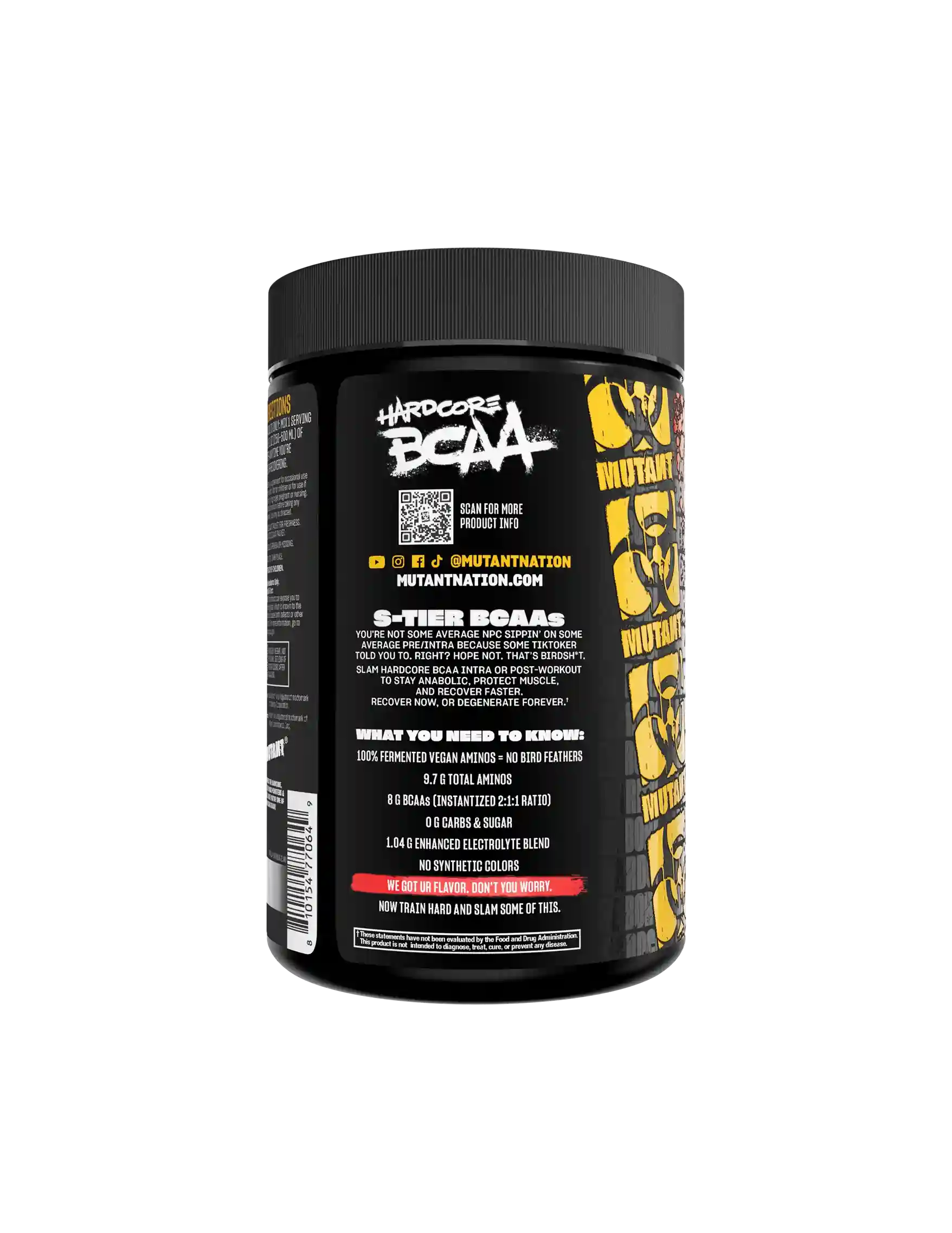 MUTANT HARDCORE BCAA | BCAA fermentados para recuperación (30 serv)