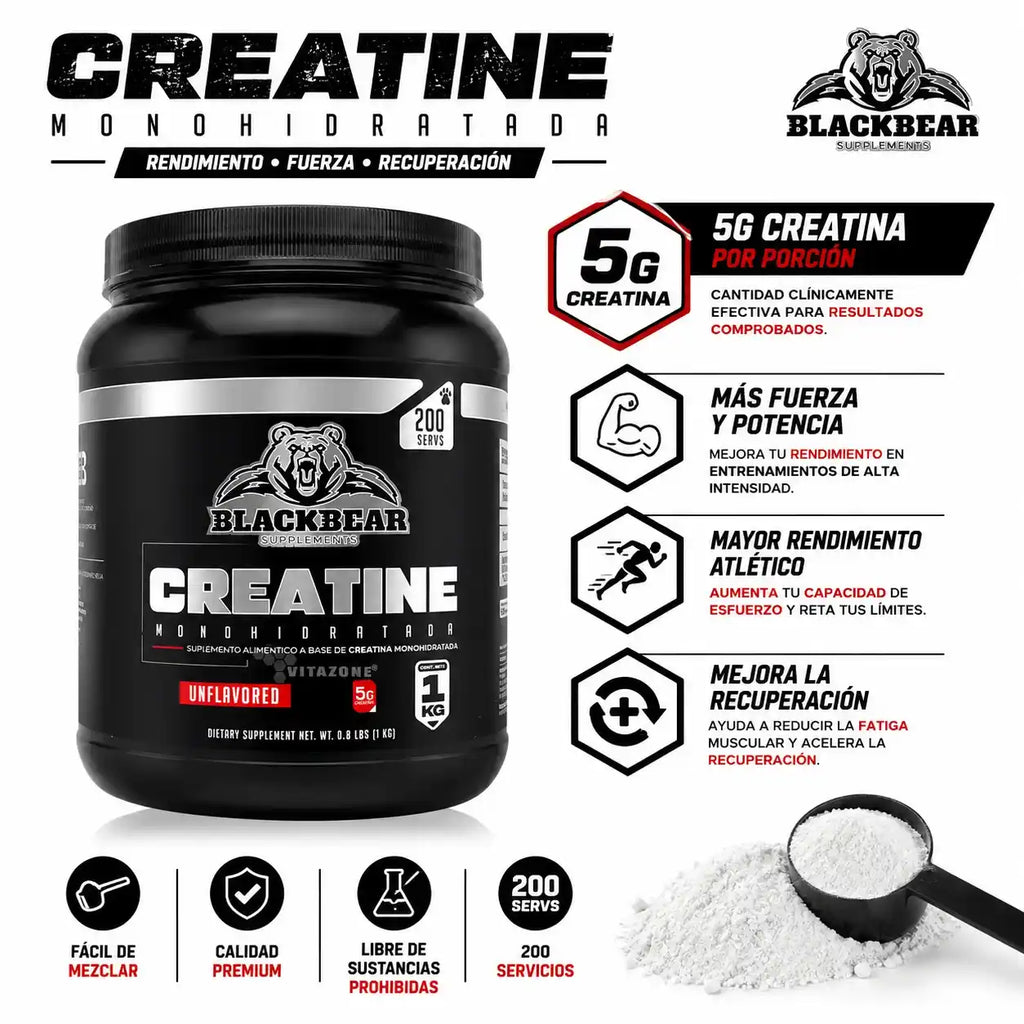 BLACK BEAR CREATINE | Creatina Monohidratada (1KG)