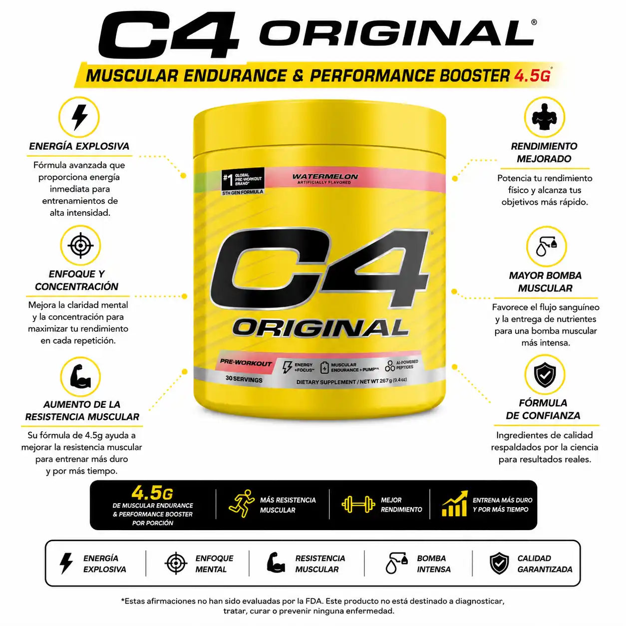 C4 ORIGINAL | Pre Entreno Energético (30 serv)