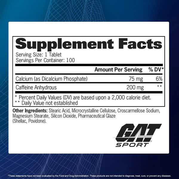GAT SPORT CAFEÍNA | Estimulante energético (100 tabs)