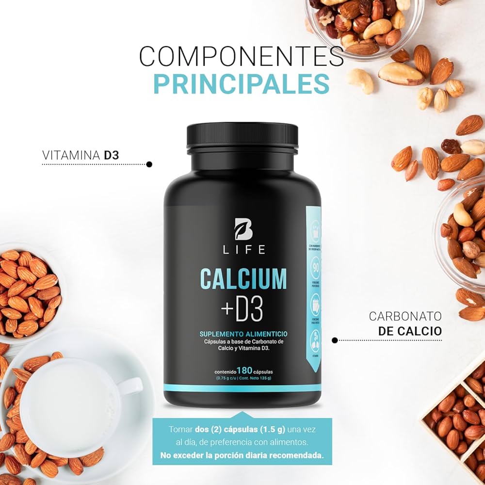 B-LIFE CALCIO + D3 | Suplemento de Calcio con Vitamina D3 (180 caps)