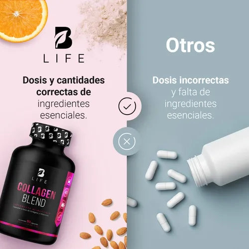B-LIFE COLÁGENO HIDROLIZADO | Soporte para piel, cabello y articulaciones (90 caps)