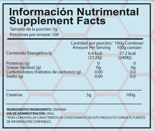 ALPHA NUTRITION CREATINE | Creatina Monohidratada (500G)