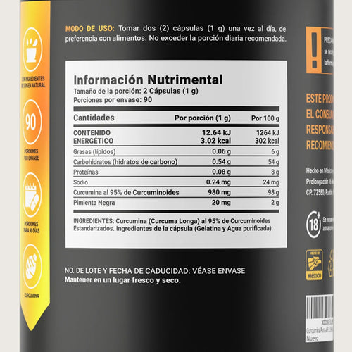 B-LIFE PURE CURCUMA | Suplemento natural antioxidante (180 caps)