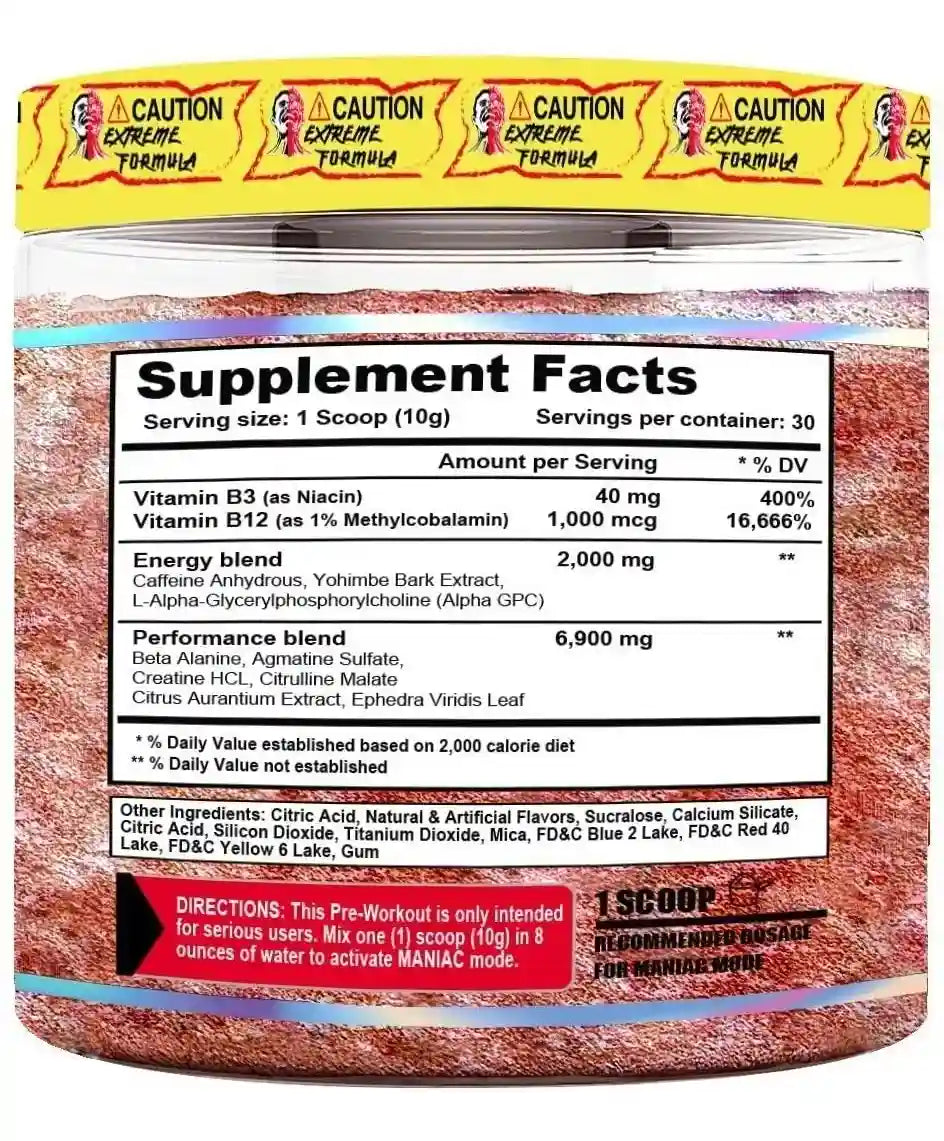 MANIAC XTREME | Pre Entreno Estimulante Extremo (30 serv)