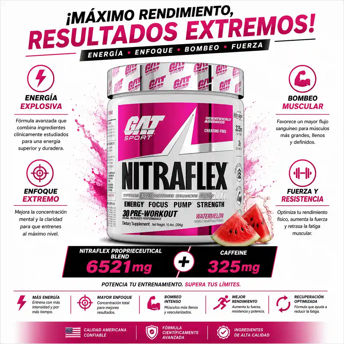 NITRAFLEX | Pre Entreno de Fuerza y Test Booster (30 serv)