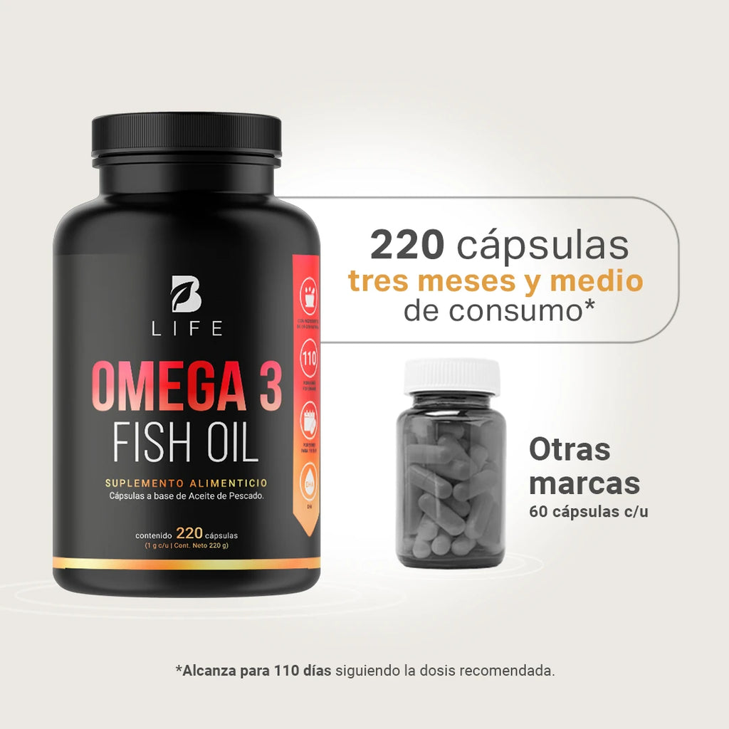 B-LIFE OMEGA 3 FISH OIL | Aceite de Pescado Omega-3 (220 caps)