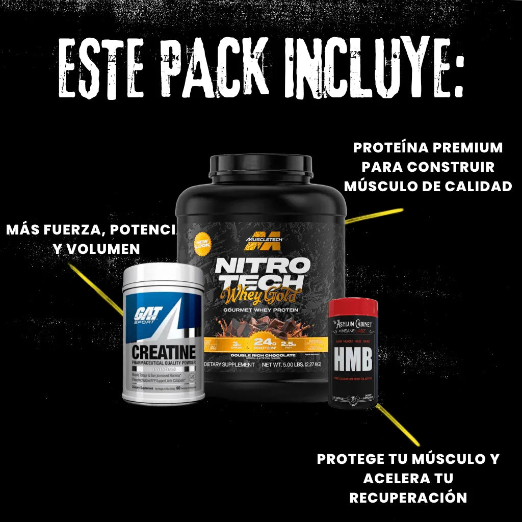 PACK GANANCIA MUSCULAR | Proteína + Creatina + HMB