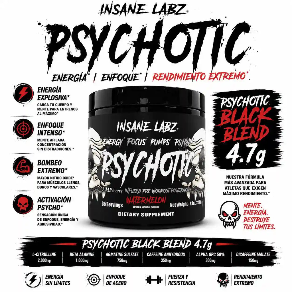PSYCHOTIC BLACK | Pre Entreno Ultra Concentrado (35 serv)