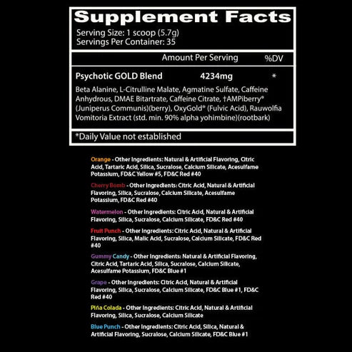 PSYCHOTIC GOLD | Pre Entreno Ultra Estimulante (35 serv)