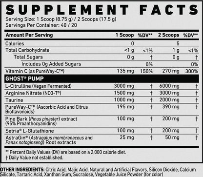 Pre entreno Ghost Pump Nitric Oxide