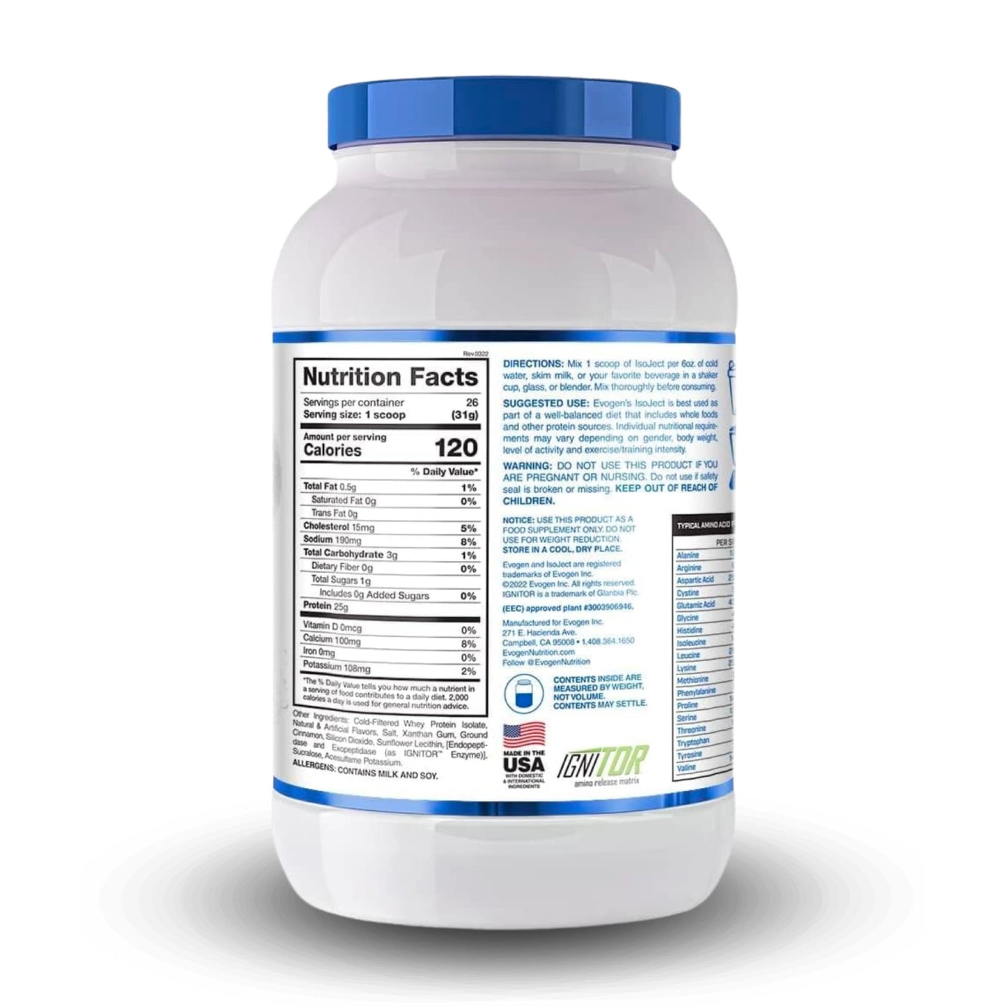 Proteína Aislada IsoJect 4lb – Evogen