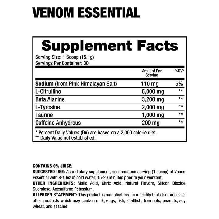 VENOM ESSENTIAL | Pre Entreno Diario (30 serv)